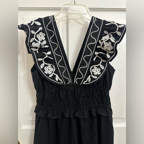 Strut & Bolt Black Embroidered Flutter Sleeve Dress - Picture 2 of 12